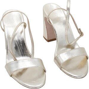 Loeffler Randall Malia Gold Champagne Strappy Heeled Sandals US 9M